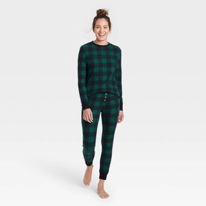 NWOT XS Women’s Plaid Thermal Pajama Set - Stars Above (Green)